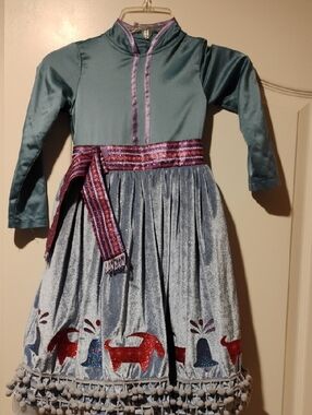 Disney Girls Frizen Blue and Purple Fox Trim Costume Dress